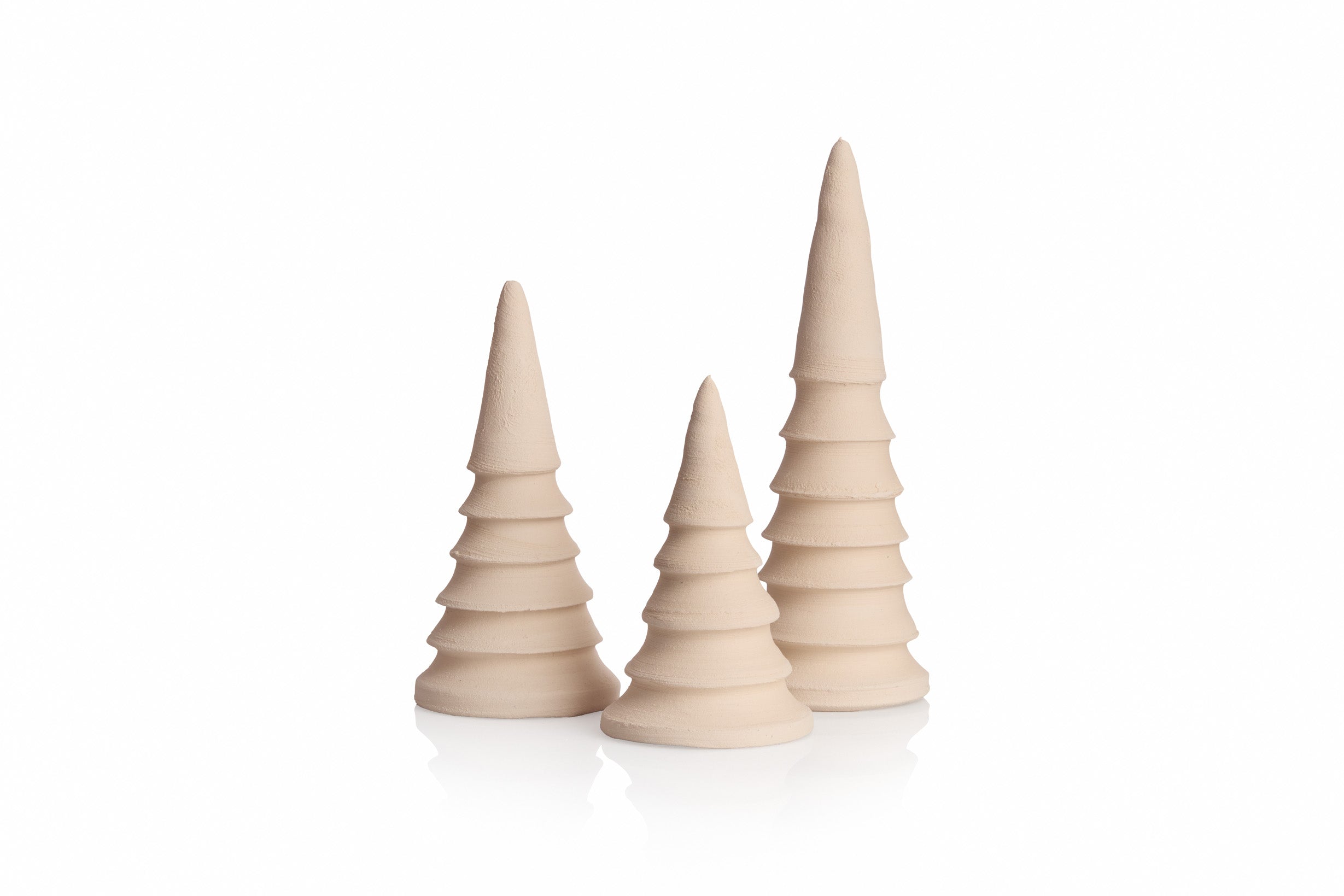Weihnachtsbaum - 3er Set - Rohkeramik